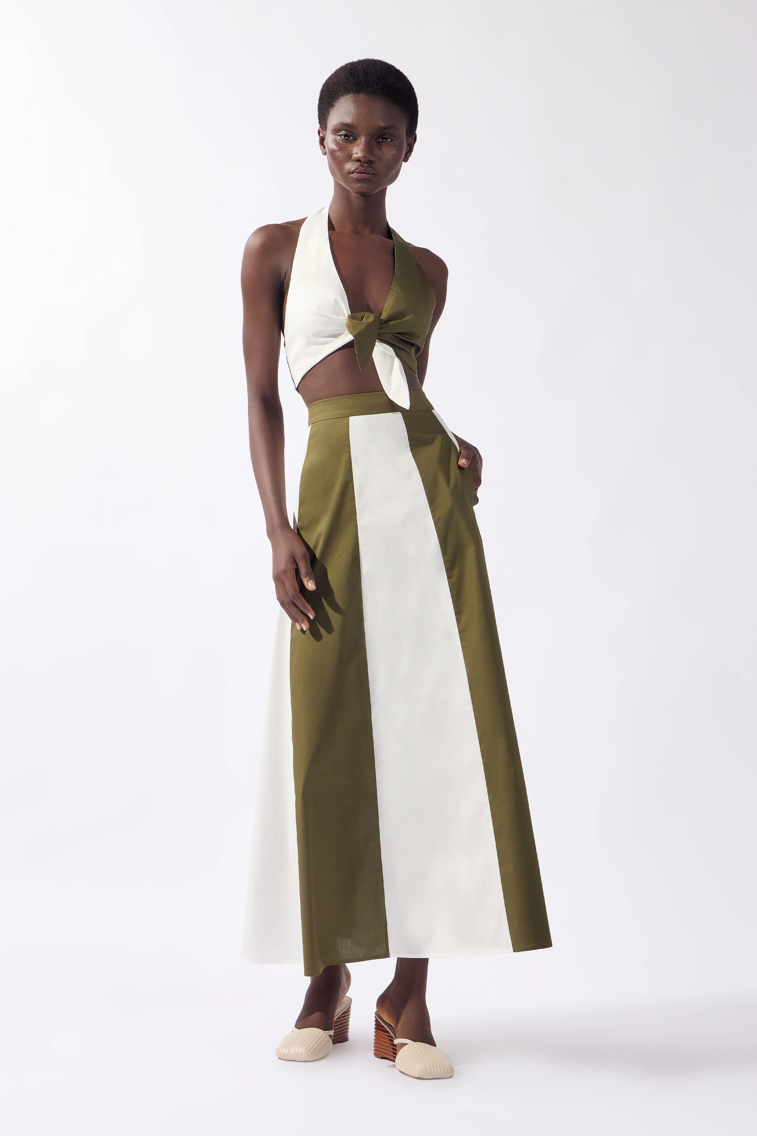Bicolor Top & Skirt Set