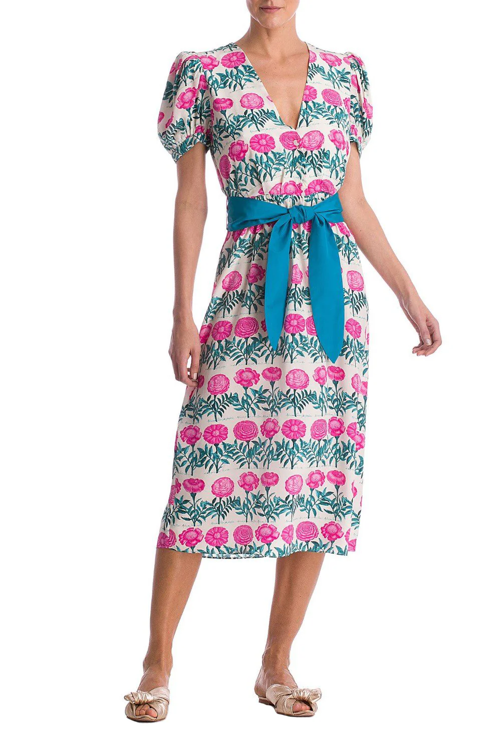 Flore V-Neck Midi Dress - Image 2
