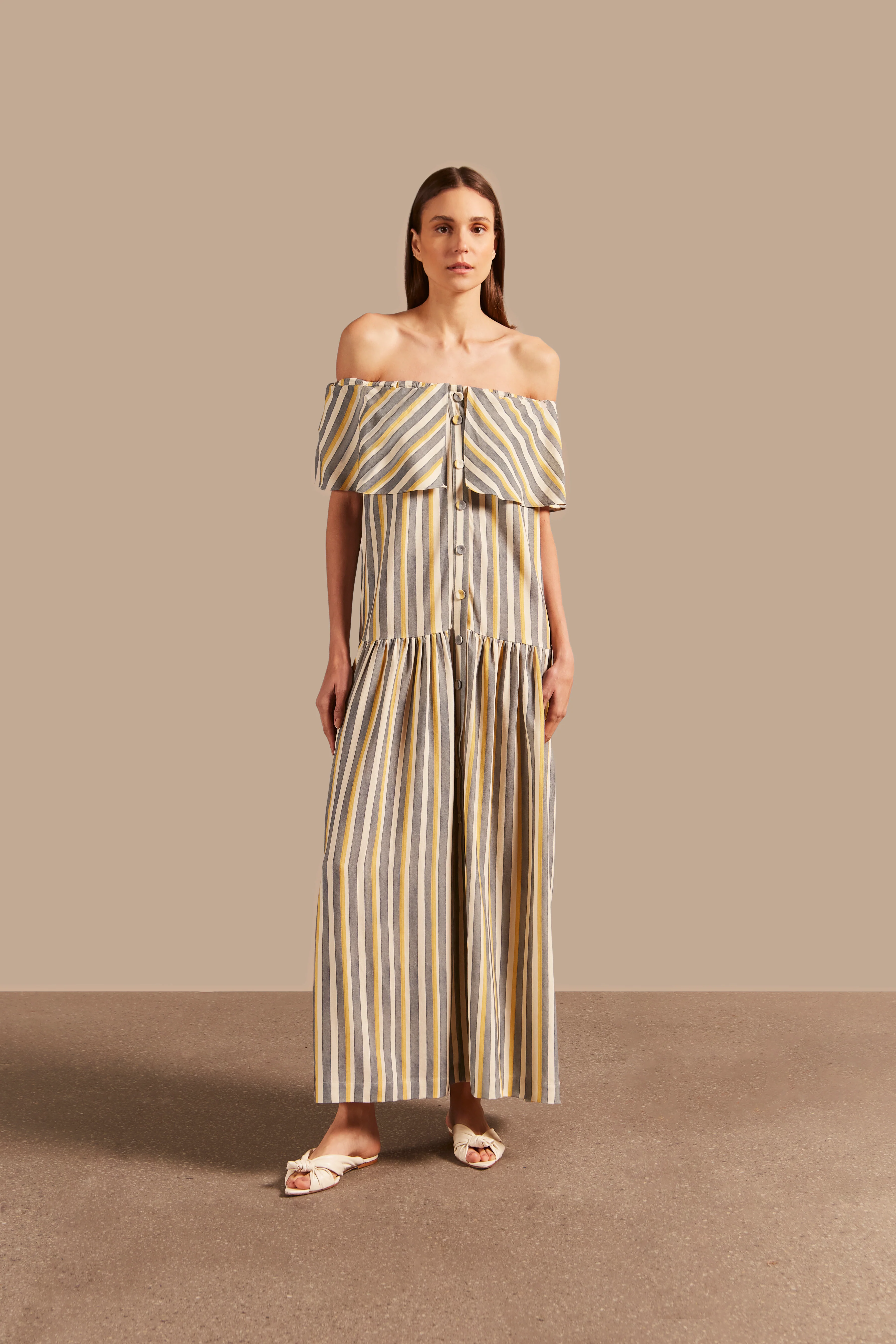 Golden Age Off-The-Shoulder Long Dress