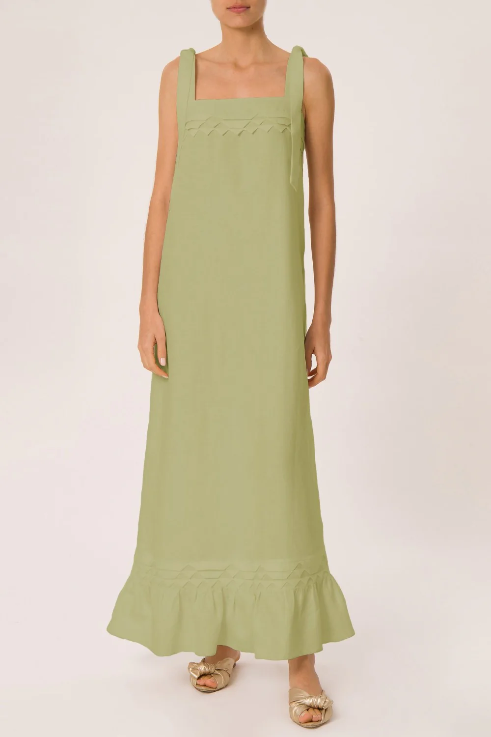 Linen Long Dress With Application - Image 2
