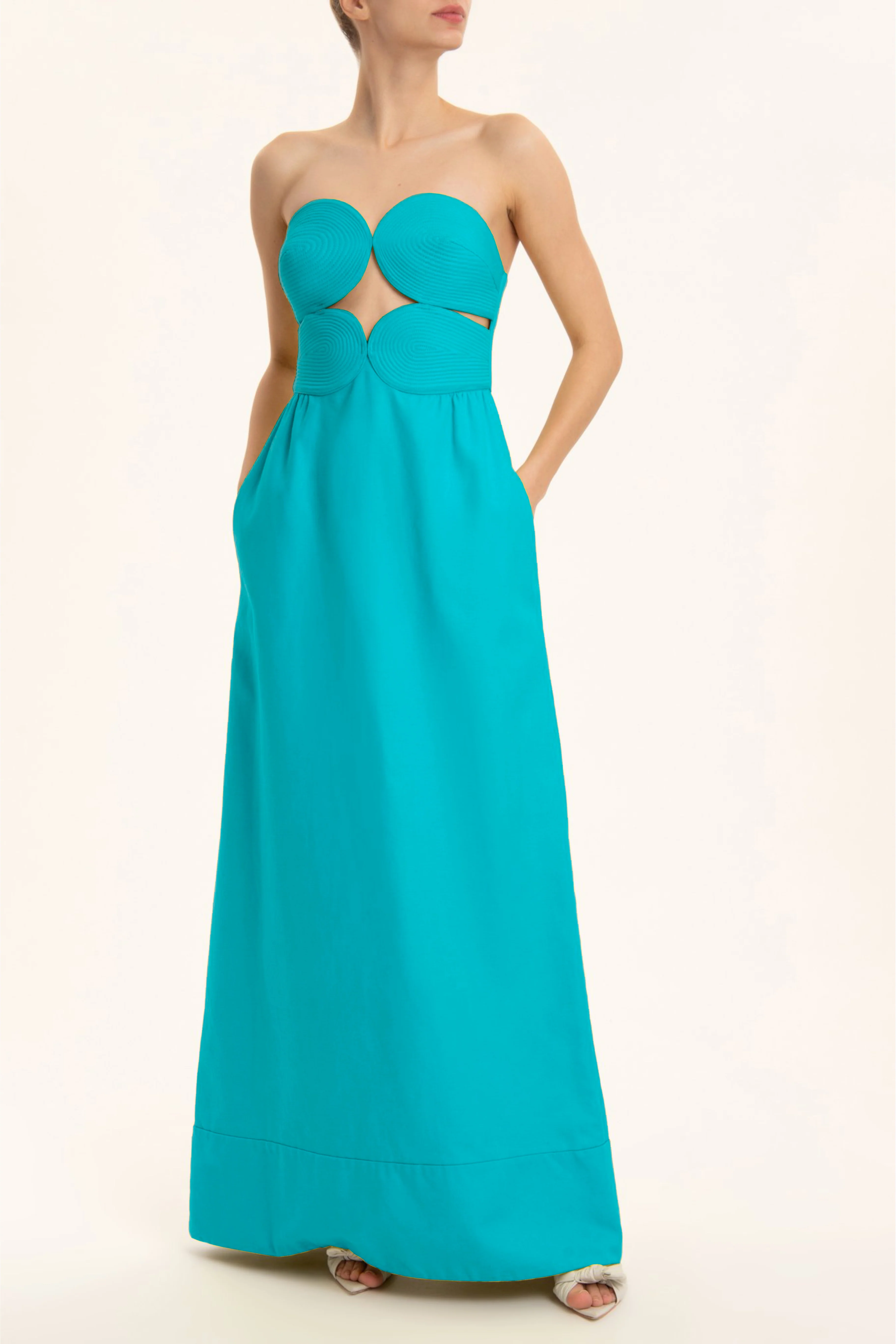 Matelasse Strapless Long Dress - Image 2
