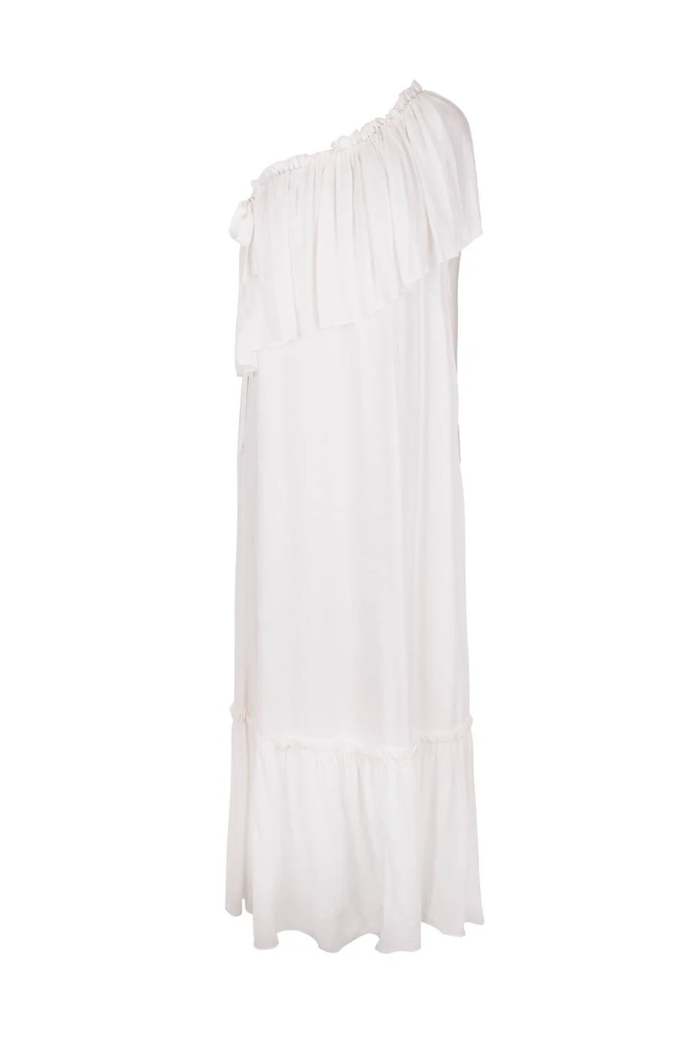 Pineapple One Shoulder Long Dress with Ruffles - Image 4