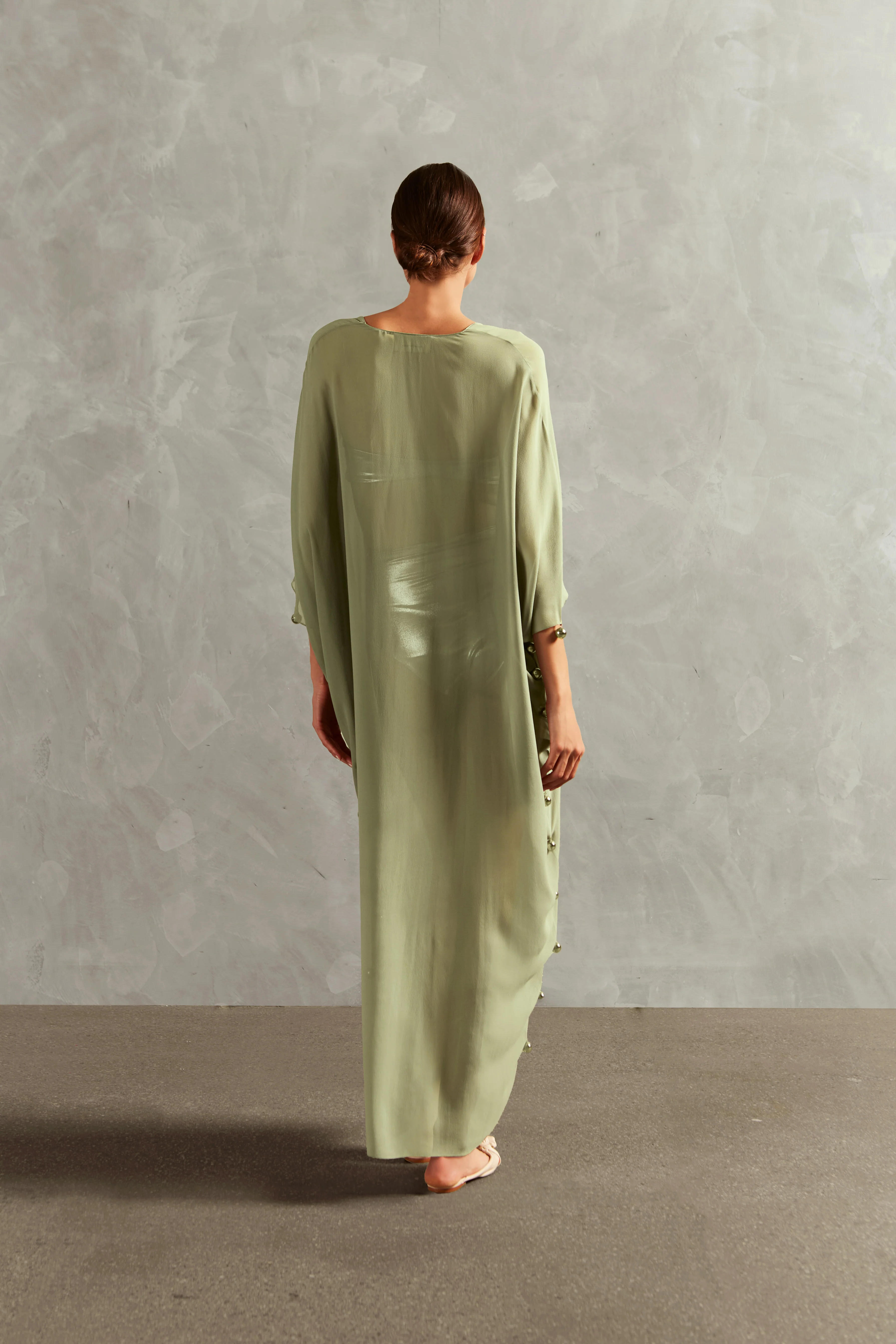Oysters Solid Long Kaftan With Pearls - Image 2