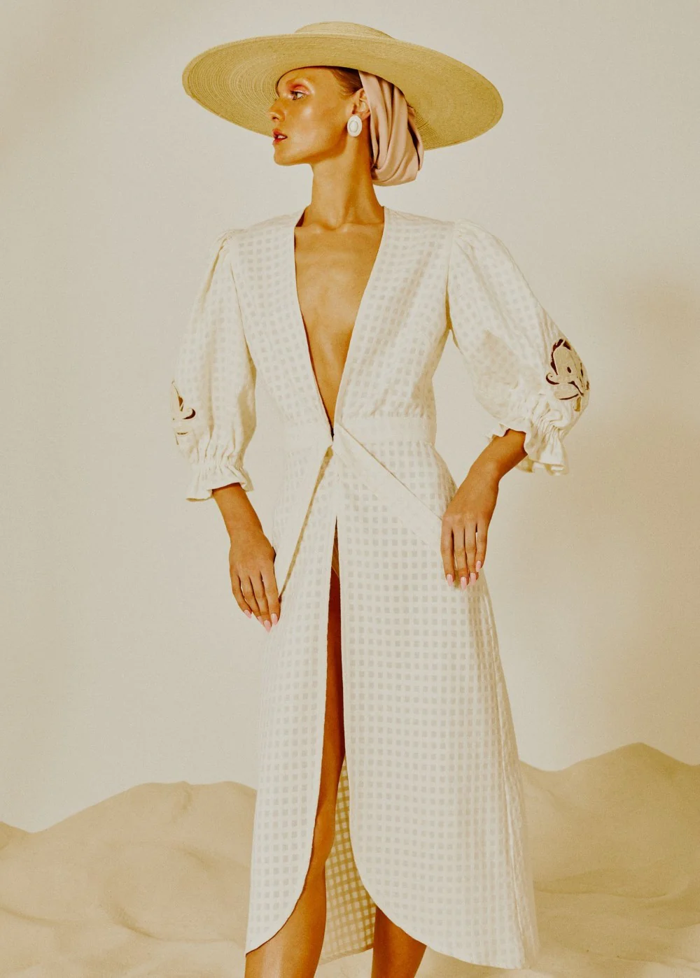 Porto Embroidery Long Robe
