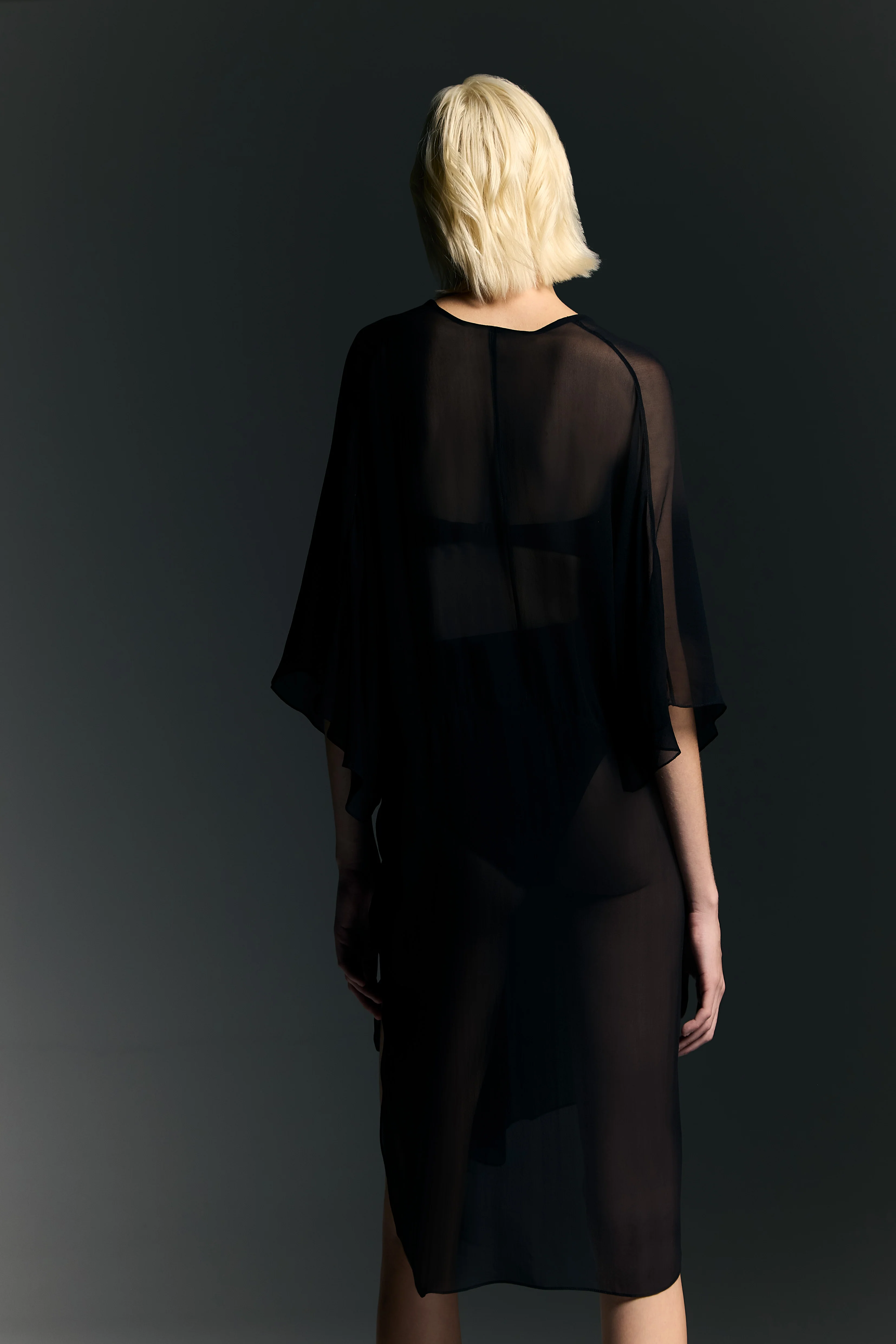 Ruched Sheer Mini Dress - Image 2