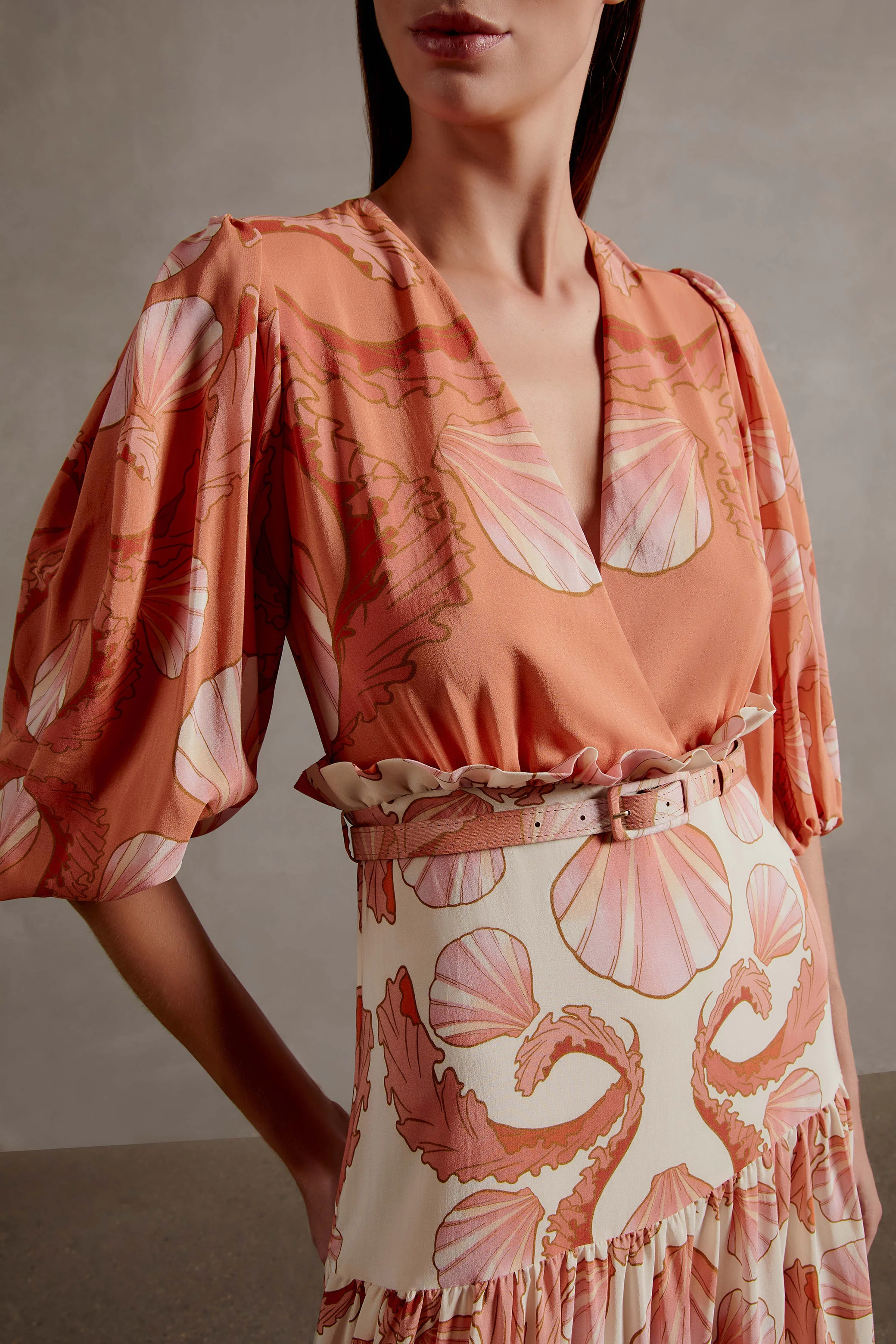 Seashell Long V-Neck Dress - Image 2