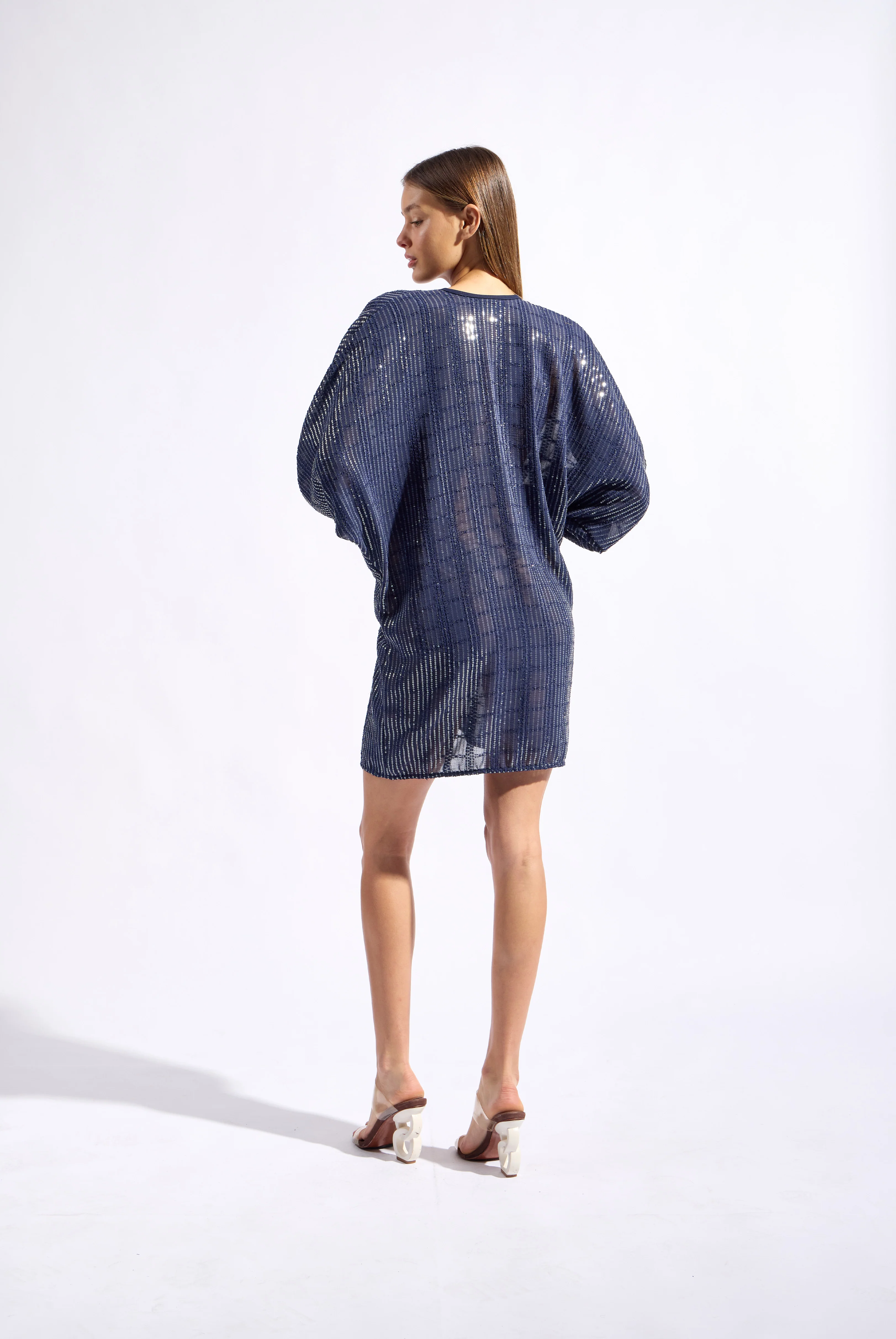 Sequin Front Tie Mini Kaftan - Image 2