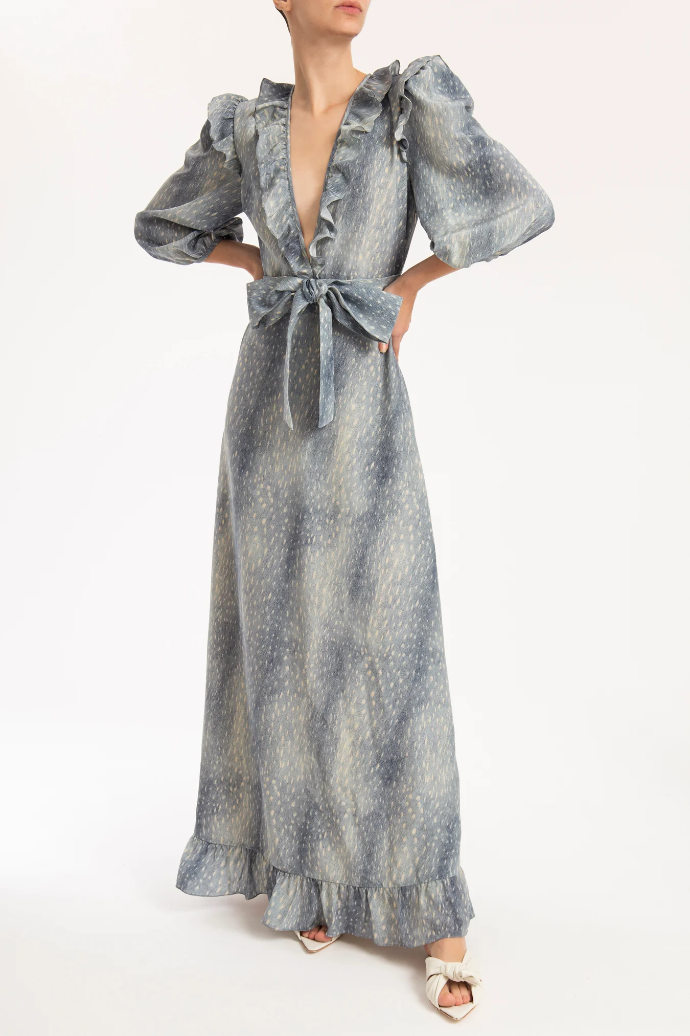 Stone Long Dress With Bow