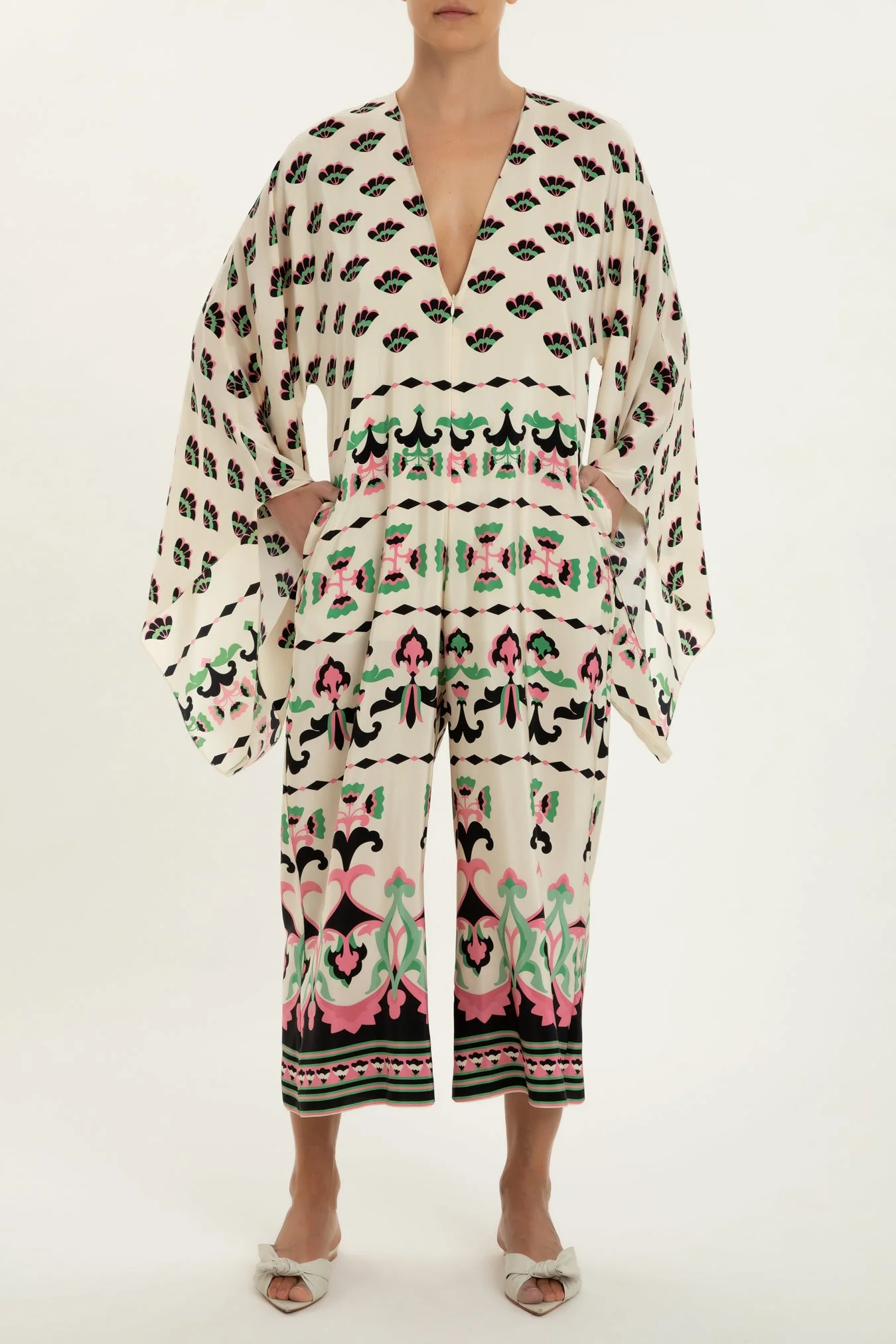 Twisted Flower V-Neck Jumpsuit - Image 2
